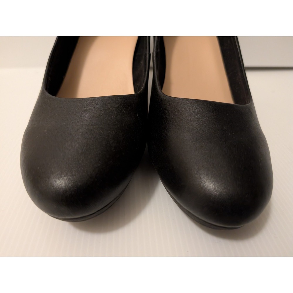 Clarks Women Shoes 11W Adriel Viola Dress Pump Heels Round Toe Black Leather - Picture 2 of 10